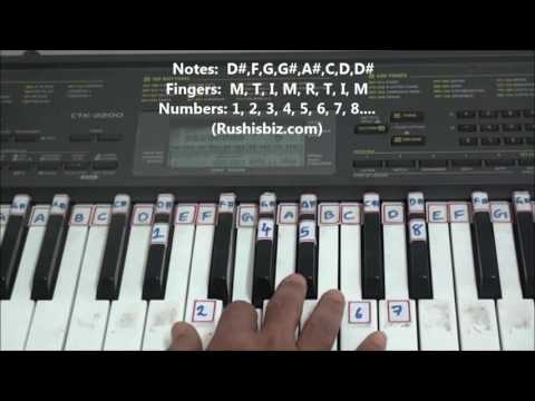 'D#' Major Scale - Right hand finger pattern for Single Octave